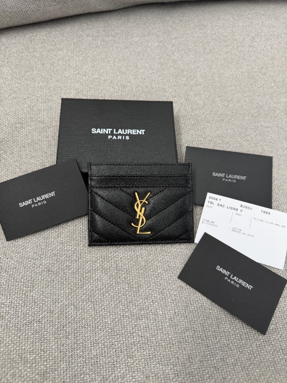 Saint Laurent Monogram Quilted Leather Card Case Black - NIB